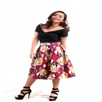 printed__stripes_pleated_skirts